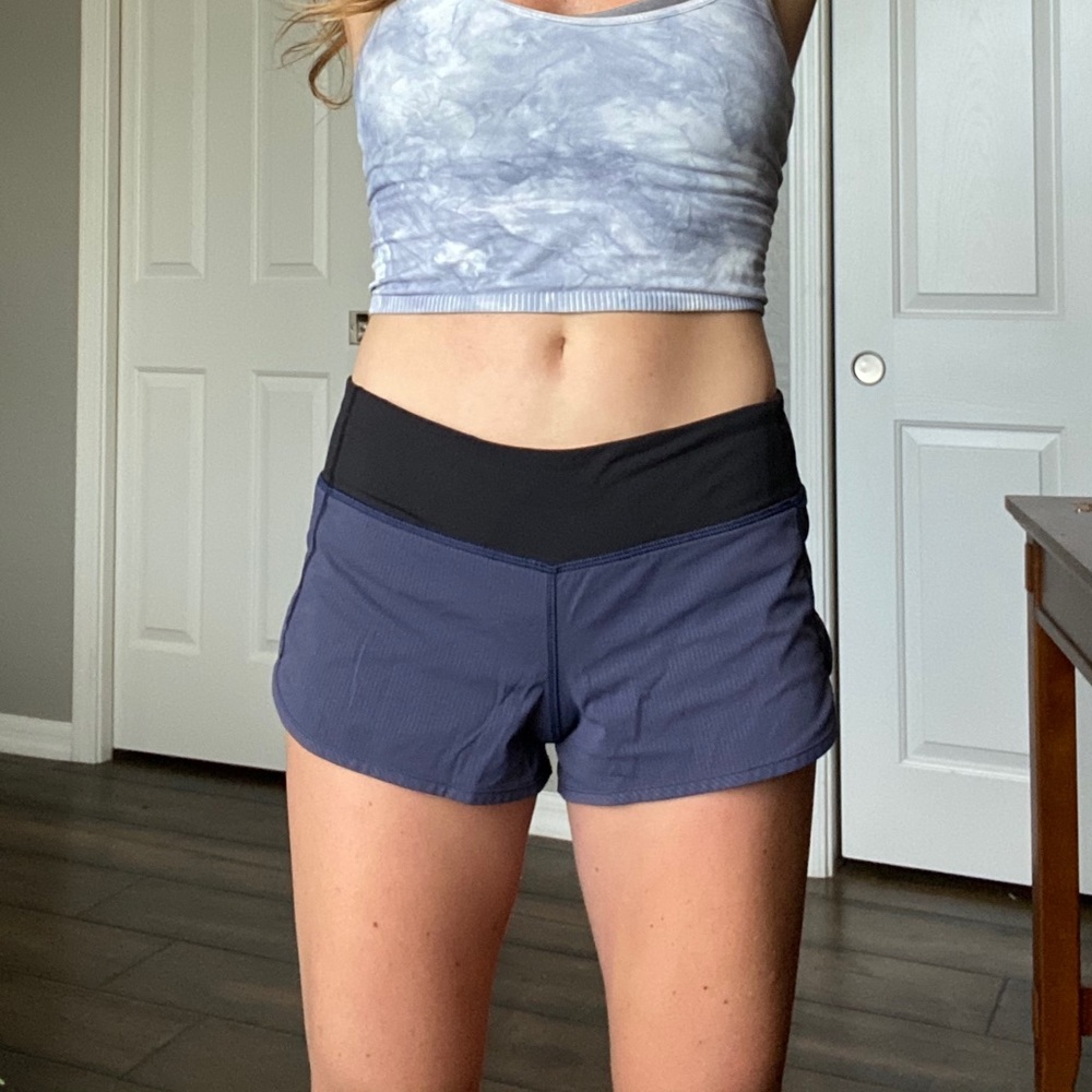 Lululemon navy/purple Speed Up 2.5” Shorts
